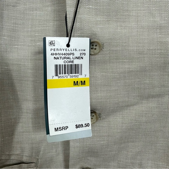 Perry Ellis Mens Vest Large Linen Blend Natural Linen Core NWT - Picture 13 of 14